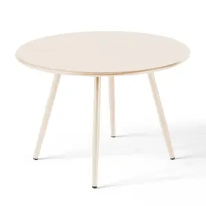OVIALA Table basse ronde en métal ivoire 40 cm pas cher