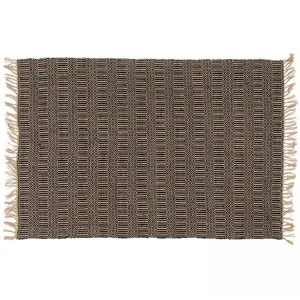 Oviala - Tapis à franges en jute naturel tissé main noir 80 x 200 cm pas cher