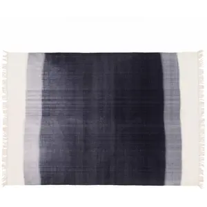 Tapis rectangulaire en laine tissé à plat bleu 160 x 230 cm  Oviala pas cher