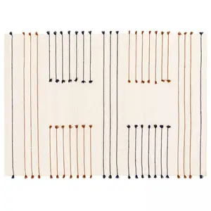 Tapis en laine tissé à la main avec pompons 200 x 290 cm Oviala pas cher
