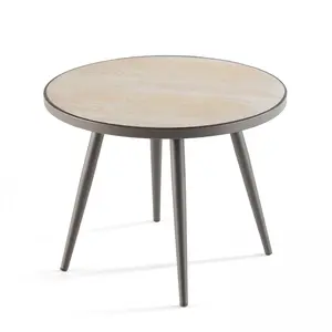 Oviala - Table basse ronde avec plateau imitation bois - Tivoli pas cher