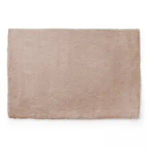 Oviala - Tapis rectangulaire fausse fourrure beige 120 x 160 cm pas cher