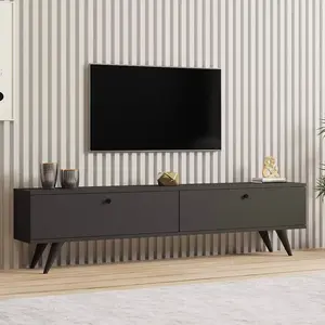 Meuble TV - OVIALA - 160 cm - Gris - Contemporain - Design pas cher