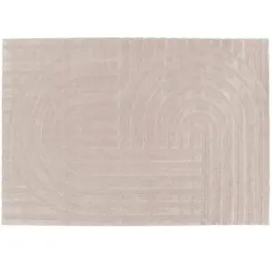 Oviala Tapis rectangulaire à poils ras motif contemporain beige 160 x 230 cm pas cher