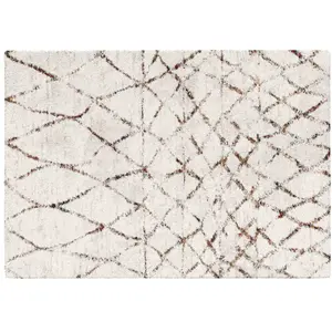 Oviala Tapis rectangulaire à poils longs motif ethnique beige 120x170 cm pas cher