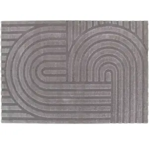 Oviala Tapis rectangulaire à poils ras motif contemporain gris 120 x 170 cm pas cher