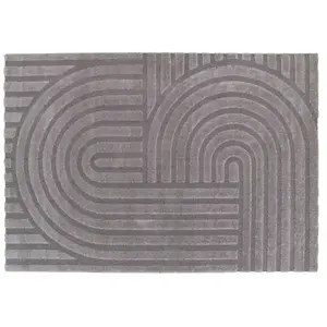 Oviala Tapis rectangulaire à poils ras motif contemporain gris 160 x 230 cm pas cher