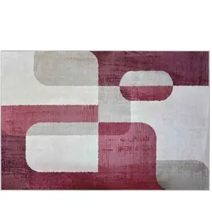 Oviala Tapis chenille rectangulaire en polyester à poils courts fuschia pas cher