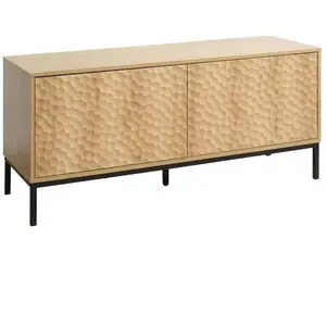 Meuble TV rectangulaire 2 portes L120 cm bois clair - Oviala pas cher