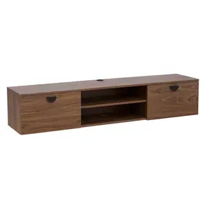 Meuble TV suspendu 160 cm industriel bois foncé - Oviala Jessy pas cher