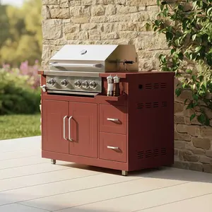 Comparateur de prix : Meuble barbecue gaz 4 brûleurs et rôtissoire cuisine extérieure brique...