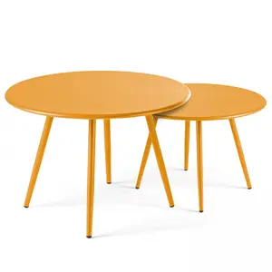 Oviala - Lot de 2 tables basses de jardin en acier jaune - Palavas