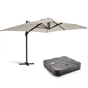 Comparateur de prix : OVIALA Parasol déporté 3x4m et dalle à lester sur roues aluminium blanc
