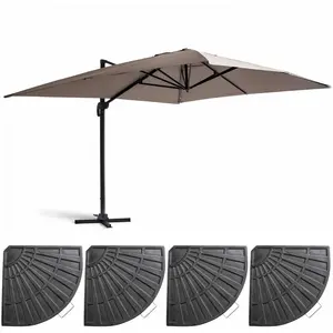 Comparateur de prix : Parasol déporté 3x4m et 4 dalles lestées aluminium taupe - Oviala