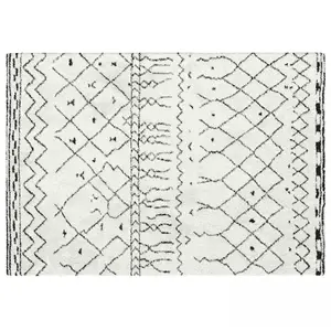 Tapis blanc à poils longs en polypropylène 200 x 290 cm Oviala pas cher