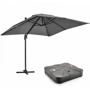 Comparateur de prix : Oviala Parasol déporté 2x3 m et Dalle à Lester sur Roues Aluminium Gris