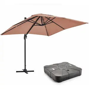Comparateur de prix : Parasol déporté 2x3 m et dalle à lester sur roues aluminium taupe  Oviala
