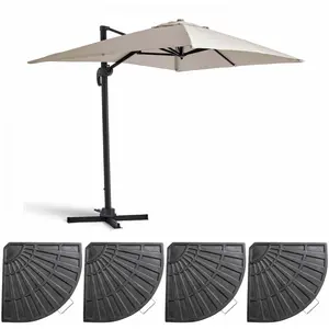 Comparateur de prix : Oviala - Parasol déporté 2x3 m et 4 dalles lestées aluminium blanc