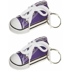 RueDeLaFete Sachet de 2 porte-clés Baskets 7,5cm en tissu, Lilas pas cher