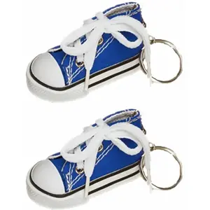 RueDeLaFete Sachet de 2 porte-clés Baskets 7,5cm en tissu, Marine pas cher