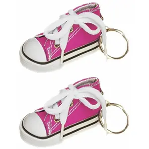 RueDeLaFete Sachet de 2 porte-clés Baskets 7,5cm en tissu, Fuchsia pas cher