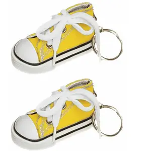 RueDeLaFete Sachet de 2 porte-clés Baskets 7,5cm en tissu, Jaune pas cher