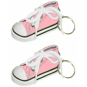 RueDeLaFete Sachet de 2 porte-clés Baskets 7,5cm en tissu, Rose pas cher