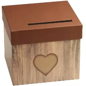 RueDeLaFete Urne carton motif bois avec COEUR pas cher