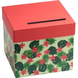 RueDeLaFete Urne carton Exotique verte/rouge pas cher