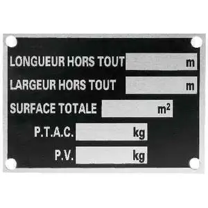 GENERIQUE Plaque de tare en alu à frapper et à riveter pour remorque