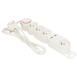 Multi Prise Temium 4 ports et USB 1.5 m Blanc pas cher