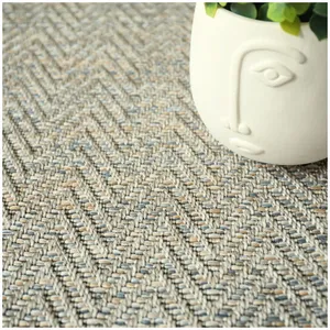DÉCOWEB Moquette Tissé plat - Java Chevron - Gris grège - Echantillon 15 x 20 cm pas cher