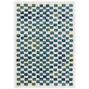 Comparateur de prix : Décoweb Tapis extérieur et intérieur motif géométrique - Idylle - Bleu et vert - 120 x 170 cm