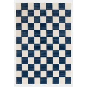 Décoweb - Tapis extérieur et intérieur motif damier - Marius - Bleu - ... pas cher