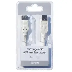 Temium Câble rallonge USB 2.0 3m Gris BlancVendu paramazon