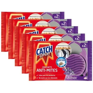 CATCH Lot de 5 Anti-Mites Lavande Crochets x2 - TP18Vendu parcdiscount