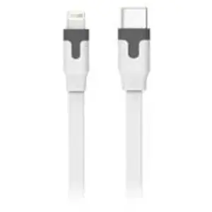 MUVIT Cable plat type C/Lightning MFI - 1 m 3A - Blanc pas cher