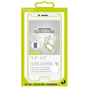 Muvit Film Verre Trempé Universel Avec Découpe Bouton 5,3" à 5,5"