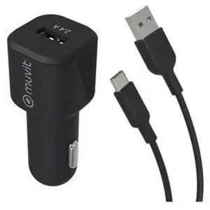 Comparateur de prix : MUVIT FOR CHANGE PACK CAR CHARGER 12W Black + USB C CABLE 1.2M BLACK