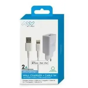 MYWAY Pack Chargeur Secteur 2A + Câble Lightning MFi 1 m - Blanc pas cher