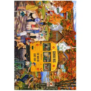 The School Bus 1000 Pièces Bluebird Puzzle pas cher