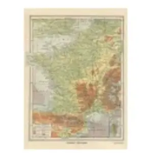 Grafika Carte de la France Physique - Larousse, 1925 pas cher