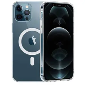 PHONILLICO Coque pour iPhone 12 PRO (6,1) - Silicone Transparent avec Cercle magnétique intégré pas cher