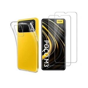 PHONILLICO Coque pour Xiaomi Poco M3 - Protection Silicone Souple + 2 Verres Trempé pas cher