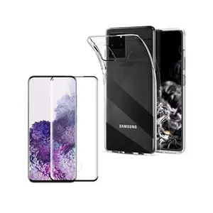 Coque pour Samsung Galaxy S20 ULTRA + Verre Trempe Bord Noir - Protection Silicone Souple Film Vitre Protection Ecran Phonillico® pas cher