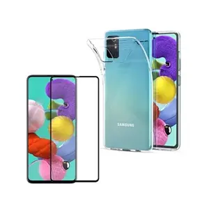 Coque pour Samsung Galaxy A51 + Verre Trempe Bord Noir - Protection Silicone Souple Film Vitre Protection Ecran Phonillico® pas cher
