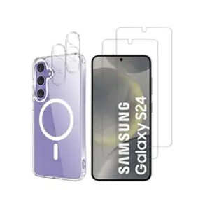 Phonillico Coque pour Samsung Galaxy S24 et 2 Verres Trempé écran et 2 Protections Caméra - Cercle magnétique intégré pas cher