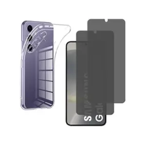 Phonillico Coque pour Samsung Galaxy S24 et 2 Verres Trempé Noir Anti Espion Vitre Protection Ecran