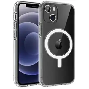 PHONILLICO Coque pour iPhone 14 - Silicone Transparent avec Cercle magnétique intégré pas cher