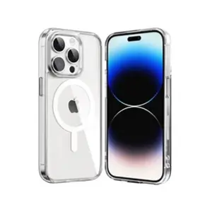 Phonillico Coque pour iPhone 15 PRO - Silicone Transparent avec Cercle magnétique intégré pas cher